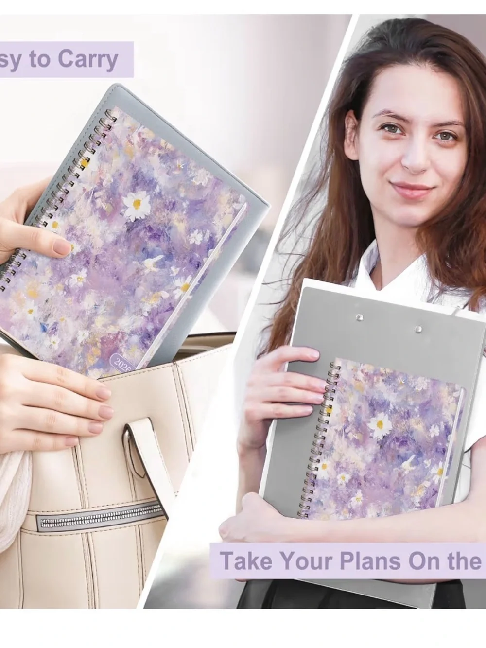 Lavender Floral Spiral Planner 2026
